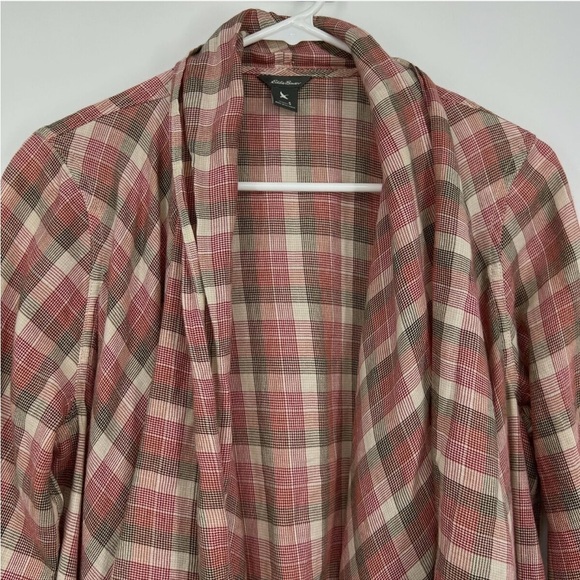 EDDIE BAUER Plaid Open Waterfall Roll-tab Top - Picture 6 of 16